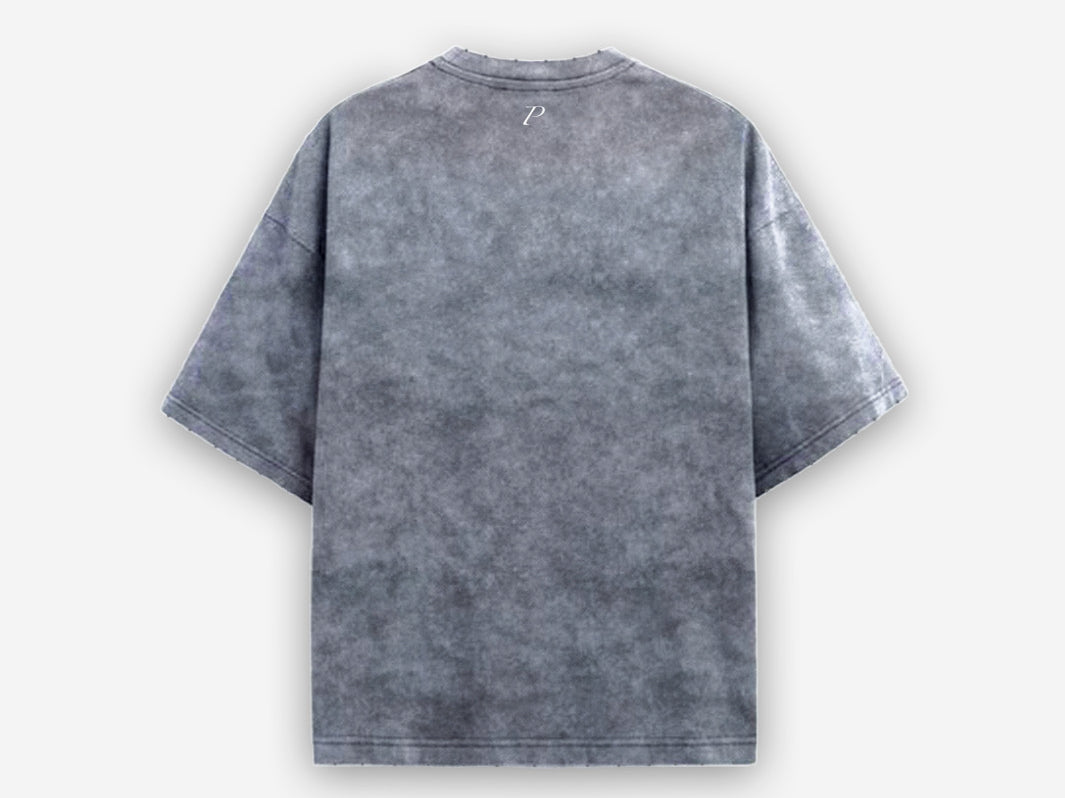 Distressed Stone Washed T-Shirt Light Grey | Pantalón