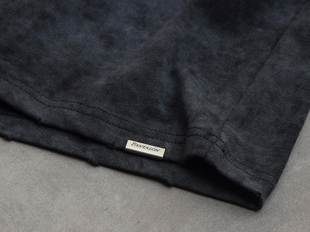 Distressed Stone Washed T-Shirt Black | Pantalón