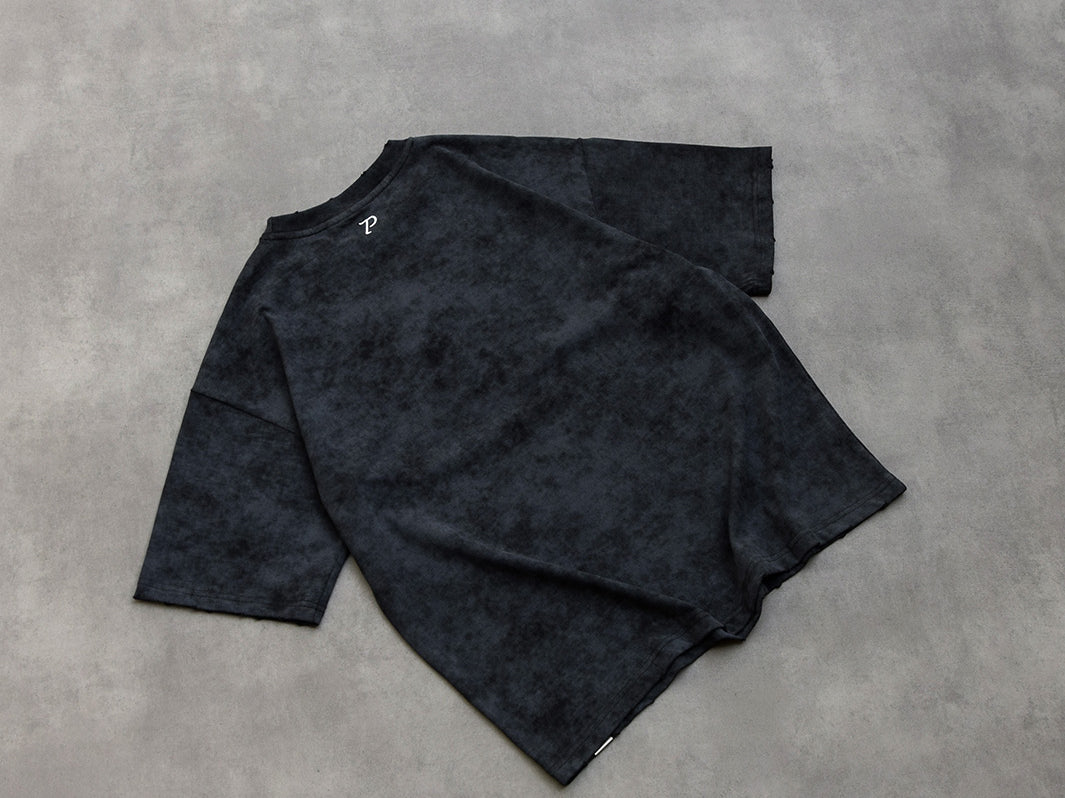 Distressed Stone Washed T-Shirt Black | Pantalón