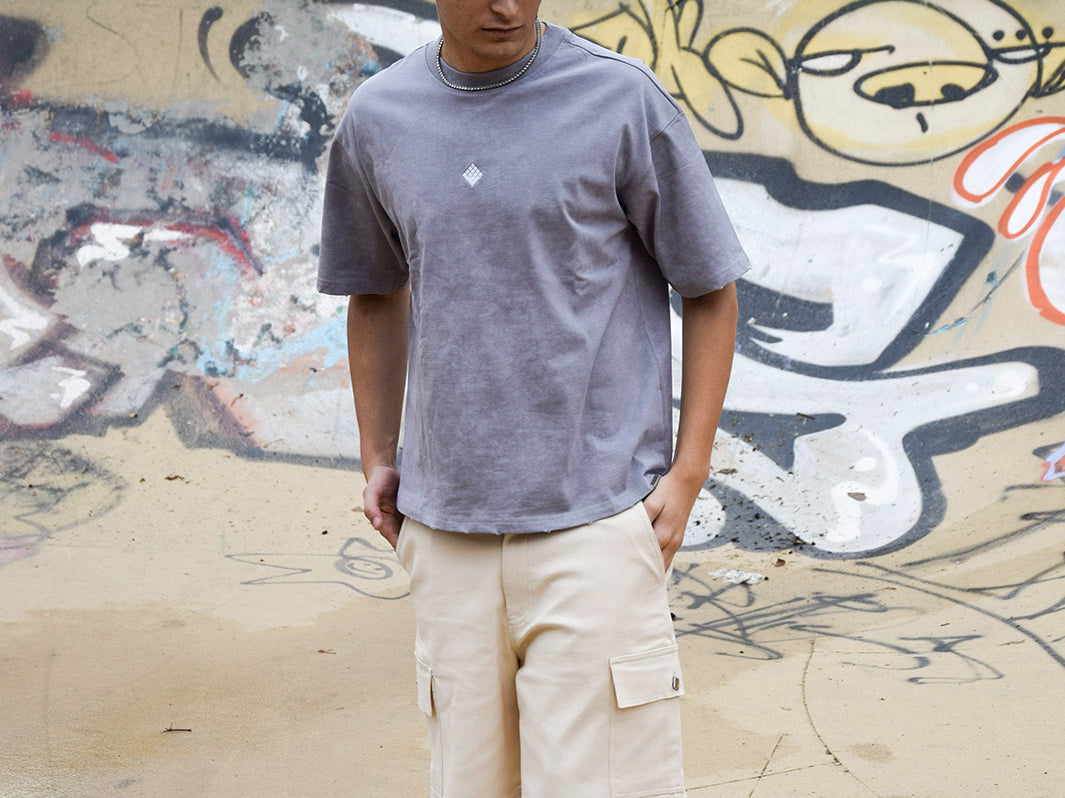 Distressed Stone Washed T-Shirt Light Grey | Pantalón