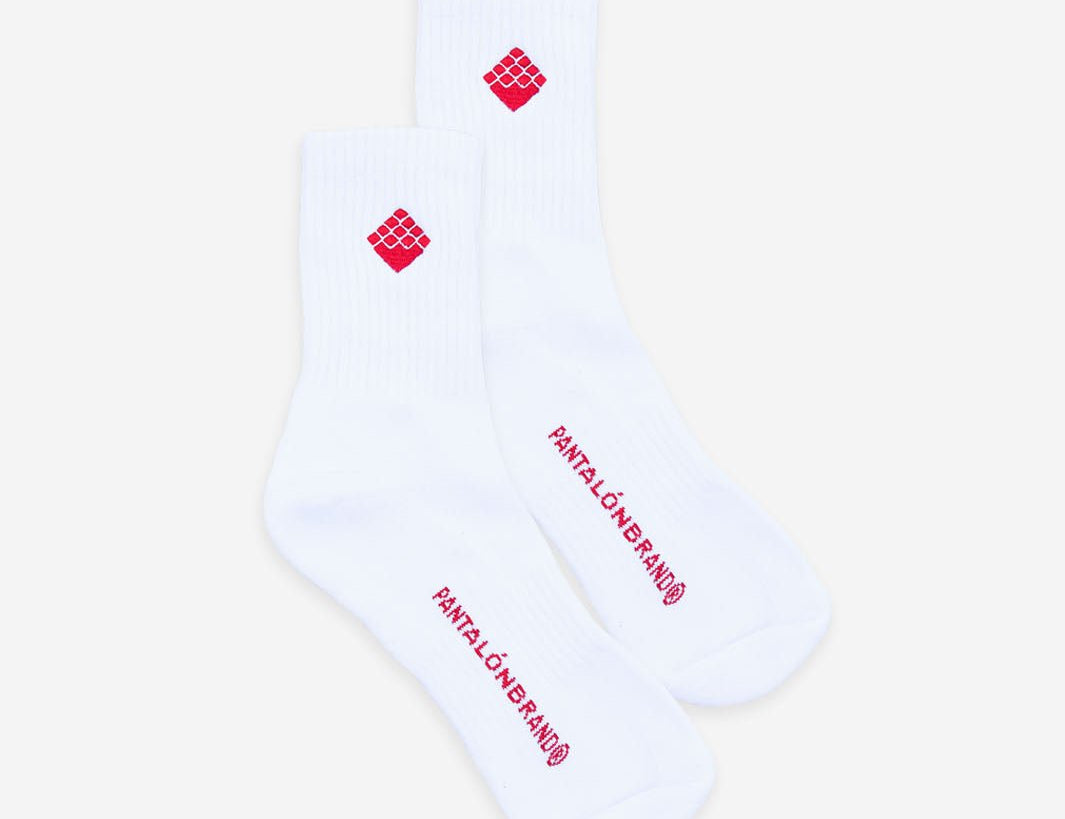 Everyday Logo Cuff Socks White/Red | Pantalón Brand