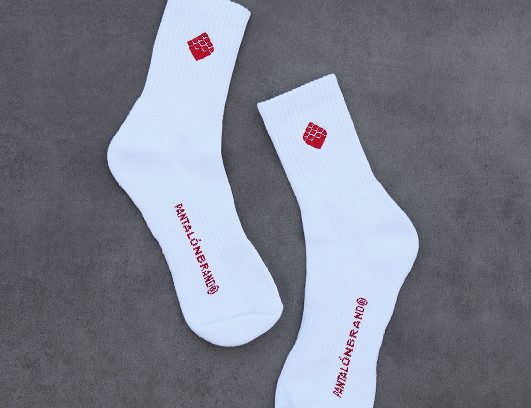 Everyday Logo Cuff Socks White/Red | Pantalón Brand